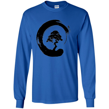 Bonsai Tree in Enso Circle - Buddhist Zen Calligraphy t-hirt Royal