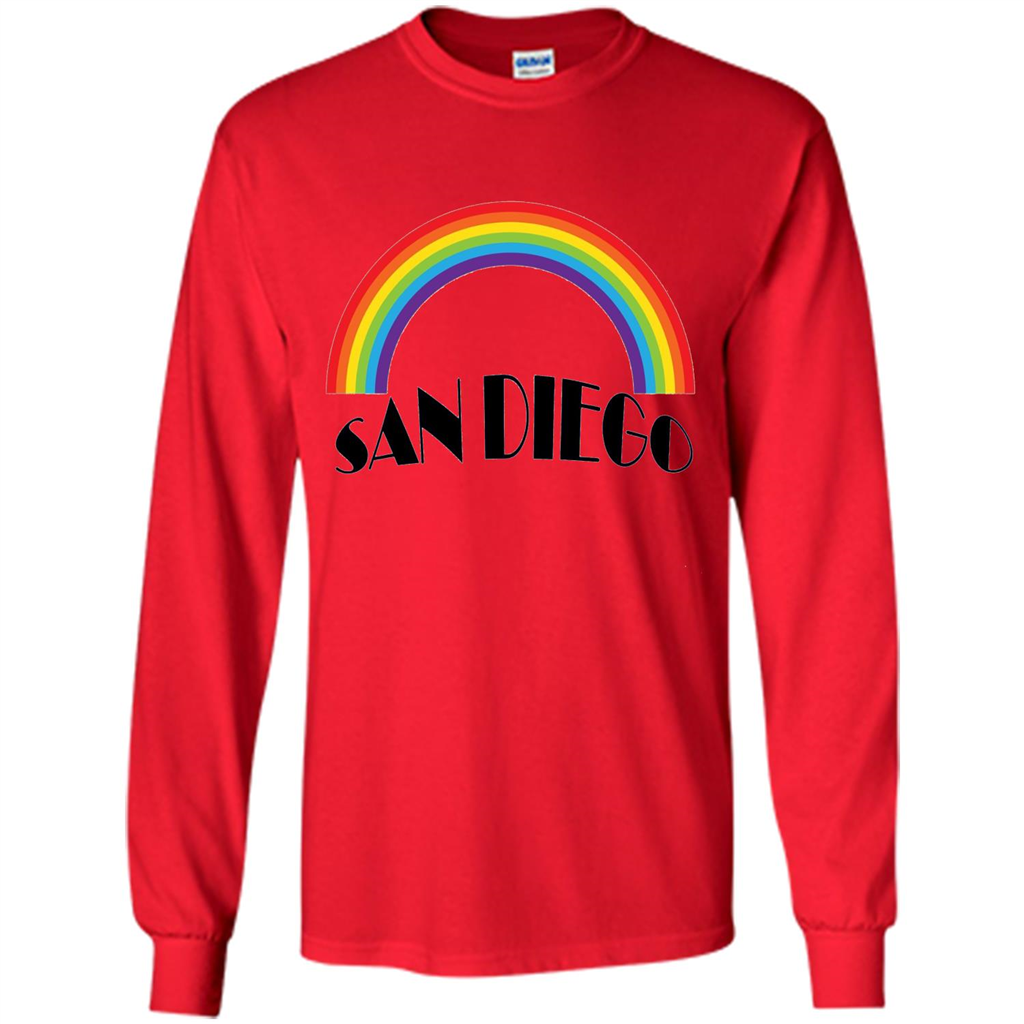 LGBTQ. San Diego LGBT Pride Rainbow T-shirt Red