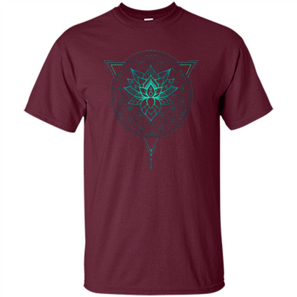 Lotus Flower Of Life T-shirt Mandala in Geometric Triangle Maroon