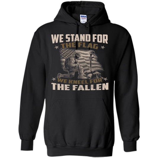 Military T-Shirt We Stand For The Flag We Kneel For The Fallen Black