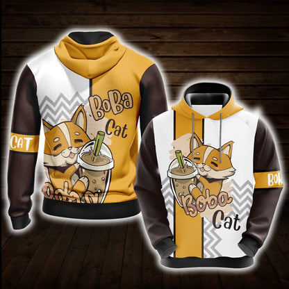 Boba Cat Unisex 3D Hoodie