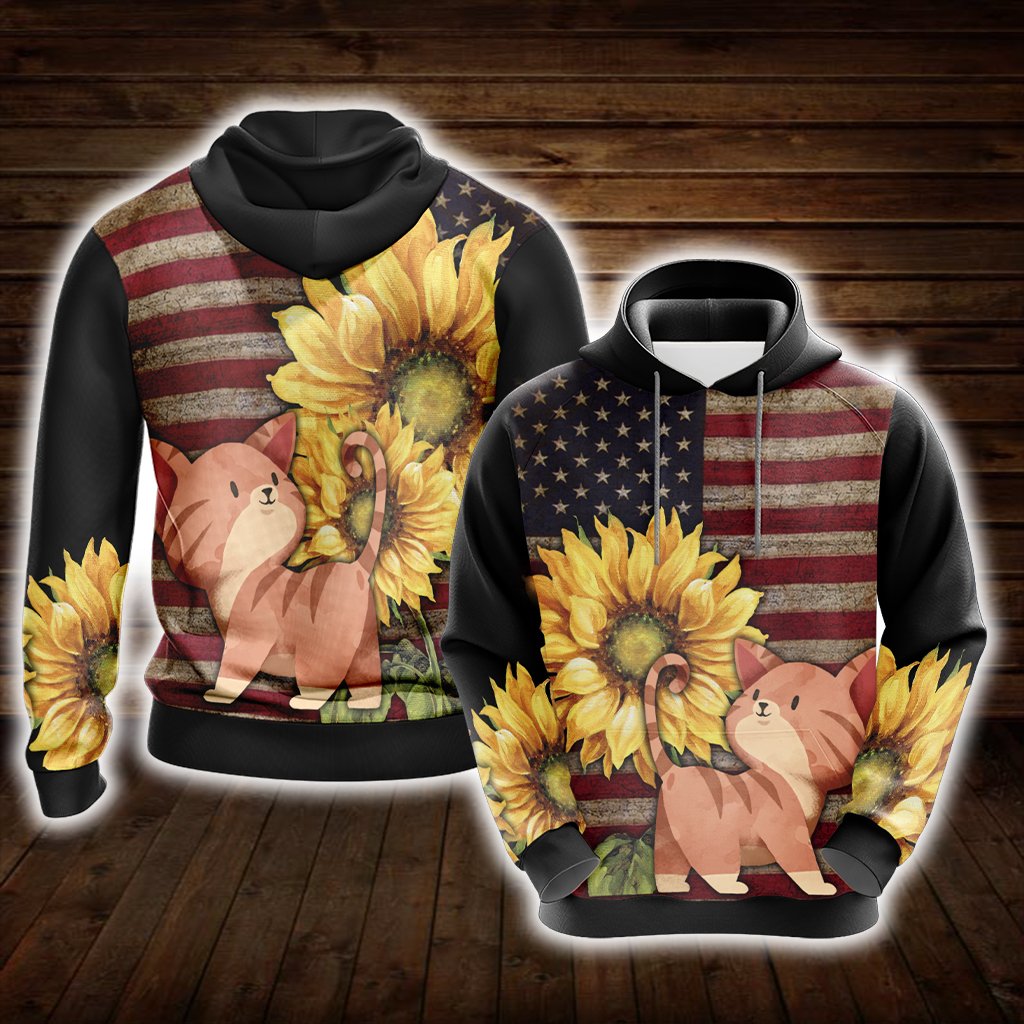 Cat Sunflower Unisex 3D Hoodie