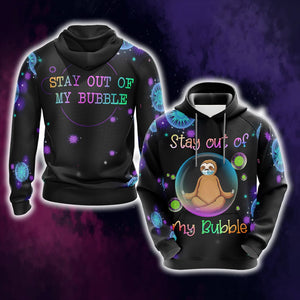 Stay Out Of My Bubble Sloth And Yoga Unisex 3D Hoodie