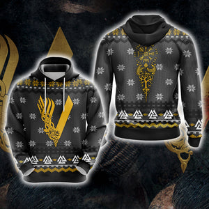 Vikings Knitting Style Unisex 3D Hoodie