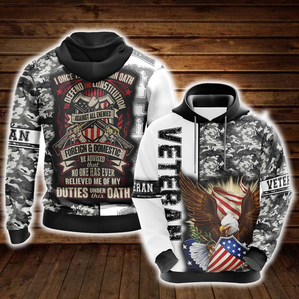 Veteran - I Once Took A Solemn Oath To Defend The Constitution Against All Enemies Foreign And Domestic Unisex 3D Hoodie