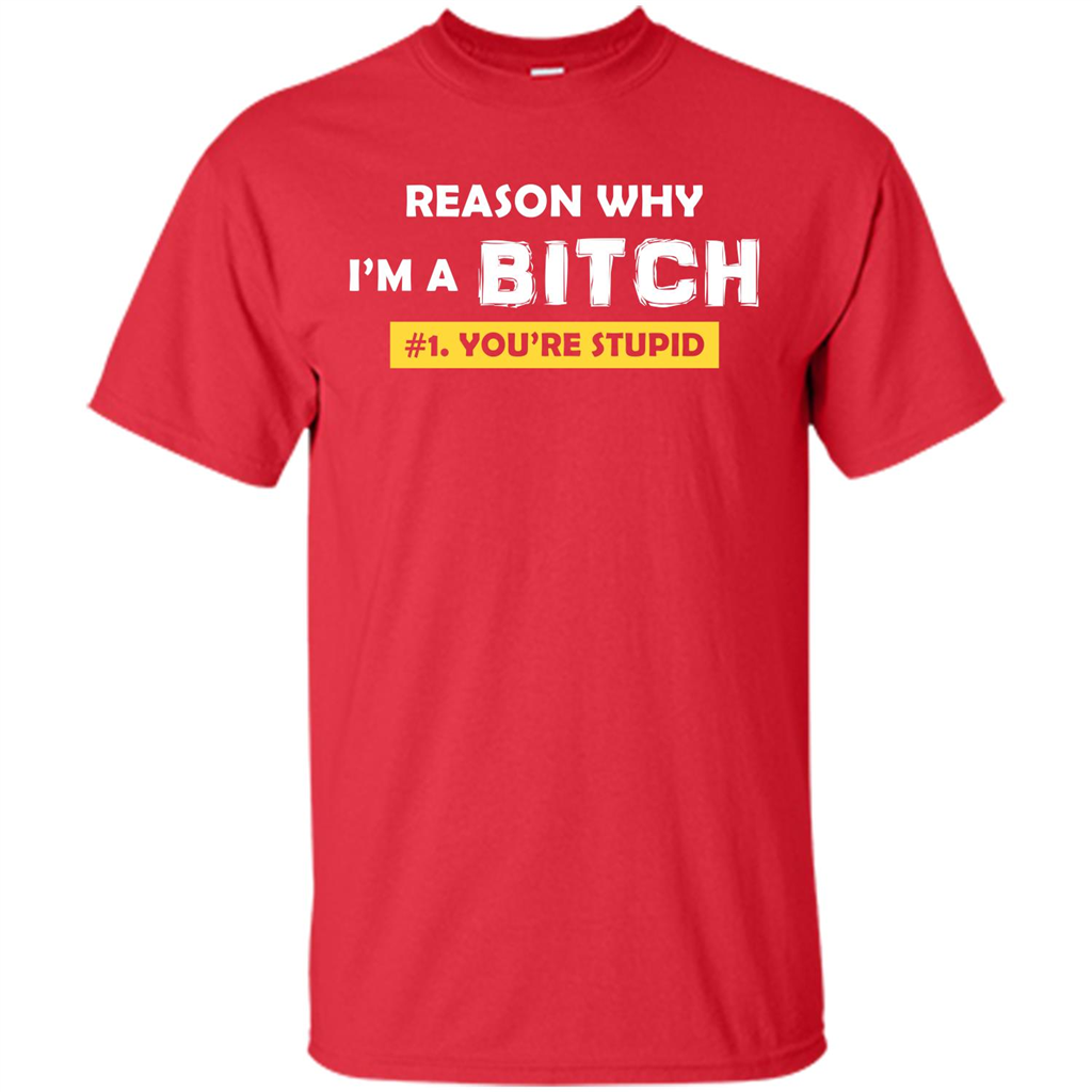 Funny T-shirt Reason Why I'm A Bitch, You're Stupid Red