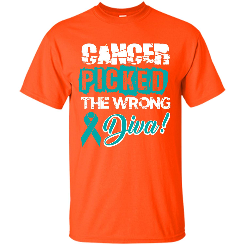 Cancer Awareness T-shirt Cancer Picked The Wrong Diva T-shirt Orange