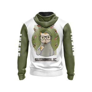 Hipster Cat Sushi Unisex 3D Hoodie