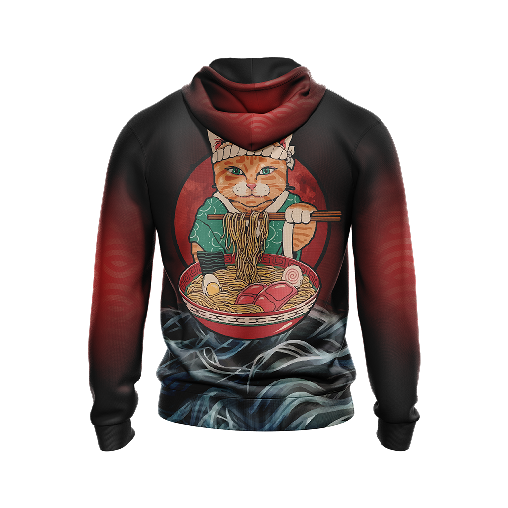 Vintage Cat and Ramen Japanese Style Unisex 3D Hoodie