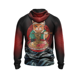 Vintage Cat and Ramen Japanese Style Unisex 3D Hoodie