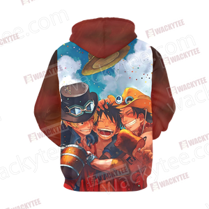 One Piece Luffy Ace Sabo Unisex 3D Hoodie