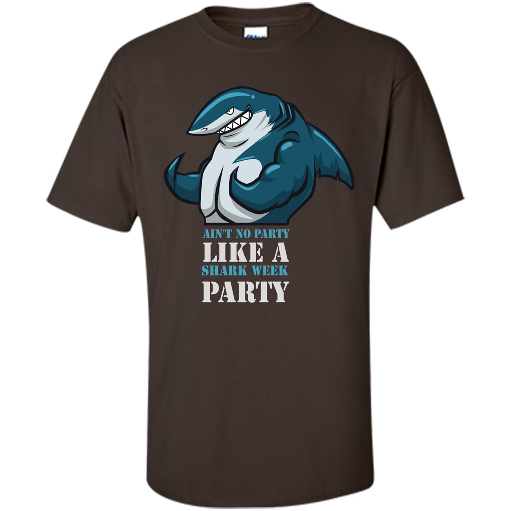 Shark T-shirt Ain't No Party Like A Shark Week Party Dark Chocolate