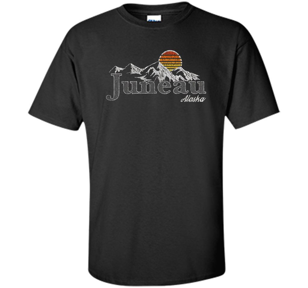 Retro Juneau Alaska Mountain T-shirt Black