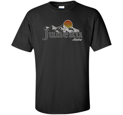 Retro Juneau Alaska Mountain T-shirt Black