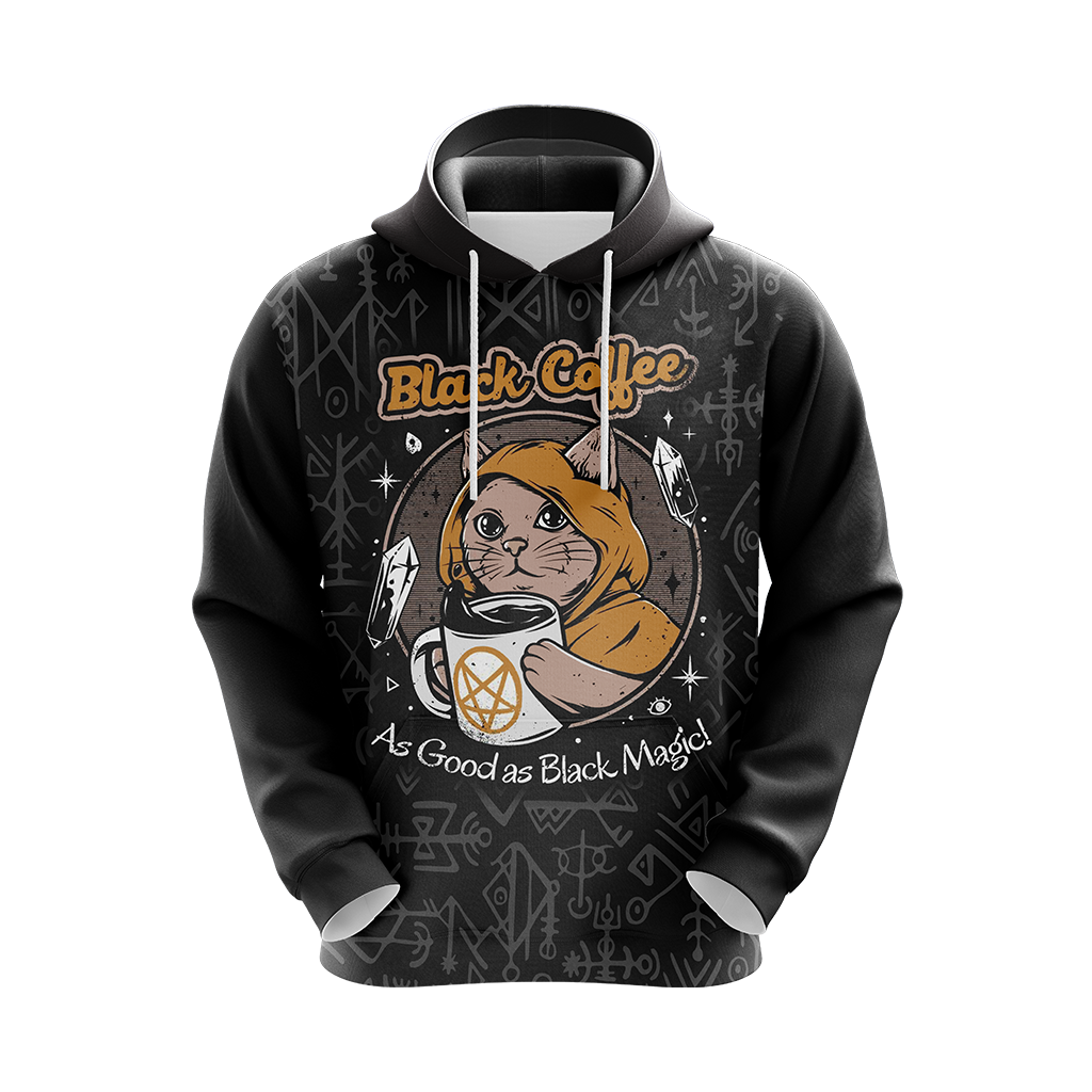 Black Coffee As Good As Black Magic Cat Unisex 3D Hoodie
