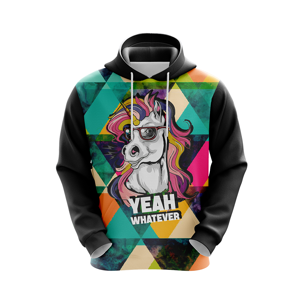 Hipster Unicorn Yeah Whatever Unisex 3D Hoodie