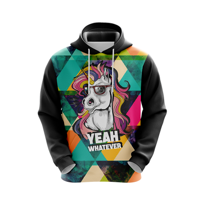 Hipster Unicorn Yeah Whatever Unisex 3D Hoodie