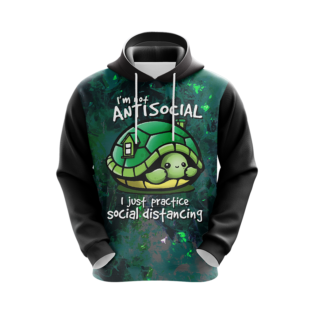 I Just Practice Social Distancing Funny Turtle Unisex 3D Hoodie