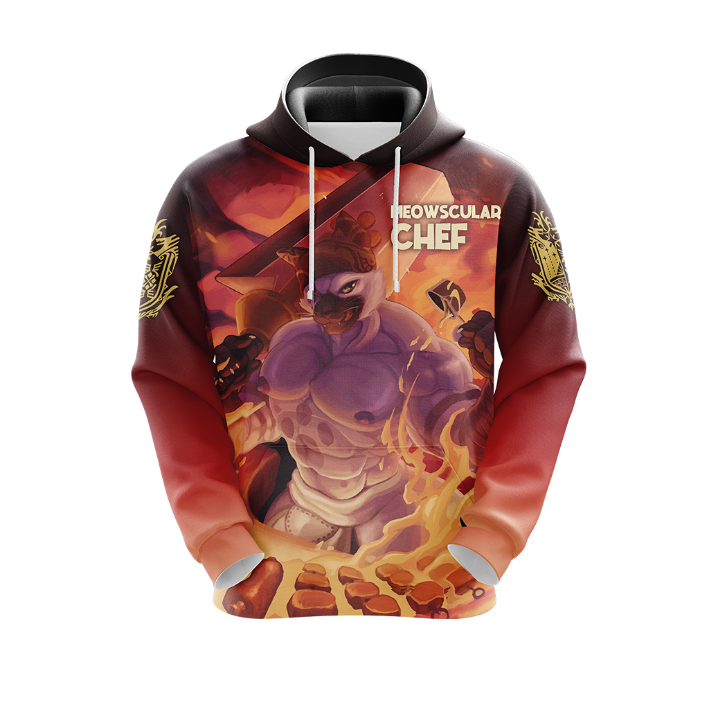 Monster Hunter Meowscular Chef Unisex 3D Pullover Hoodie