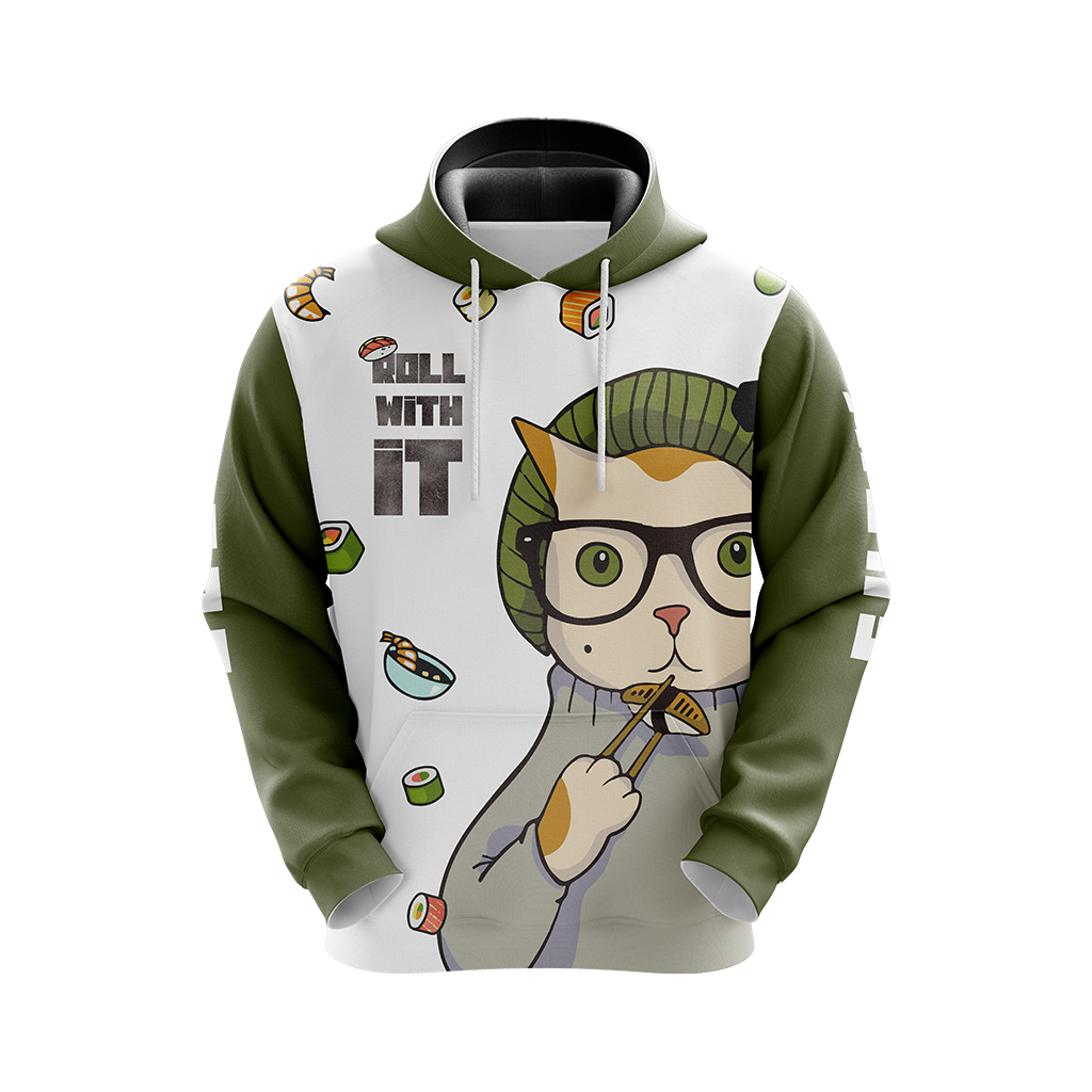 Hipster Cat Sushi Unisex 3D Hoodie