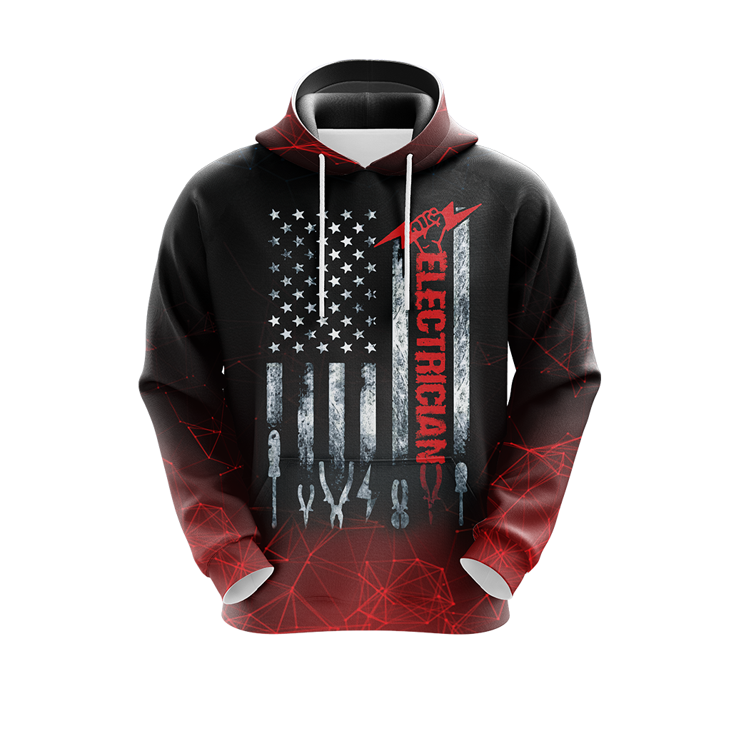 Patriotic Electrician American Flag Unisex 3D Hoodie