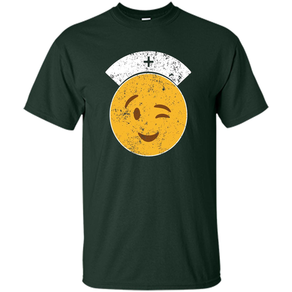 Nurse T-shirt Funny Nurse Emoji T-shirt Forest Green