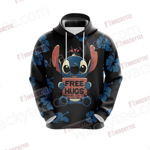 Stitch Loves Hugs Free Hugs Unisex 3D Hoodie