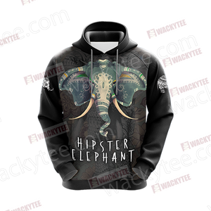 Hipster Elephant Unisex Zip Up Hoodie Jacket