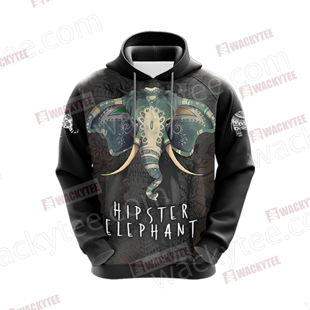 Hipster Elephant Unisex 3D Hoodie