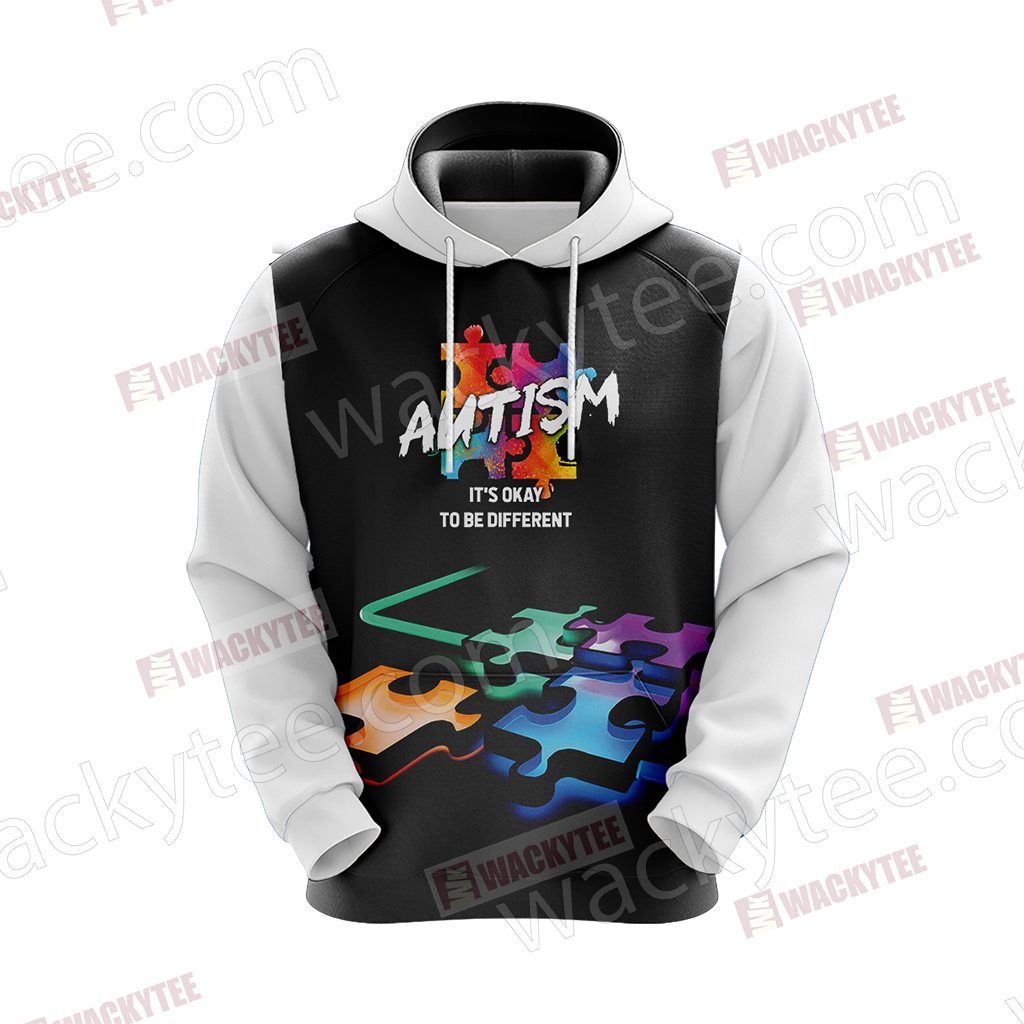 Autism It's Okay To Be Different You're Never Walk Alone Unisex 3D Hoodie