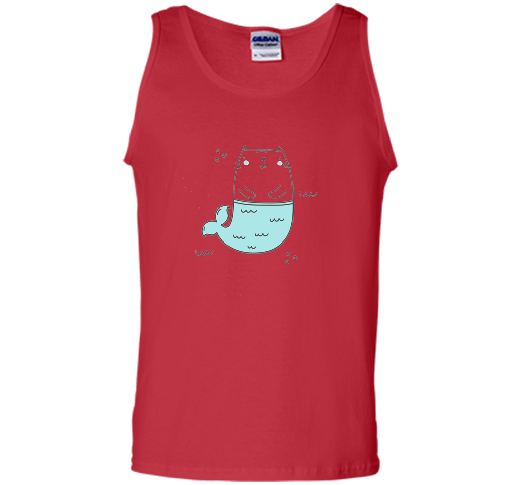MerKitty Mermaid Cat Girls Shirt Blue shirt Red