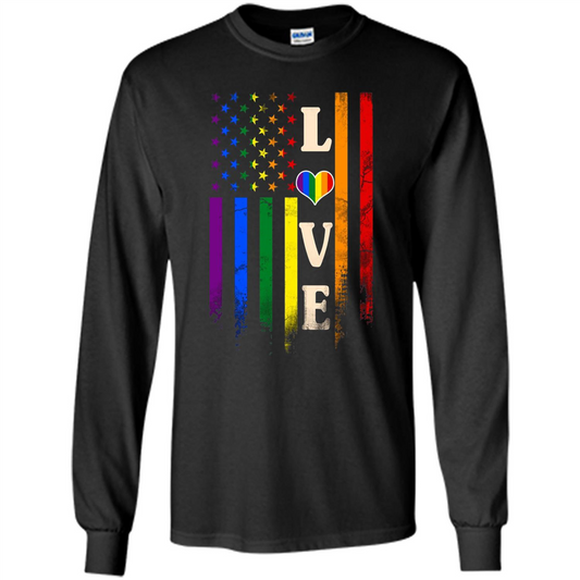 LGBTQ Pride T-shirt Love Rainbow Heart Flag Black