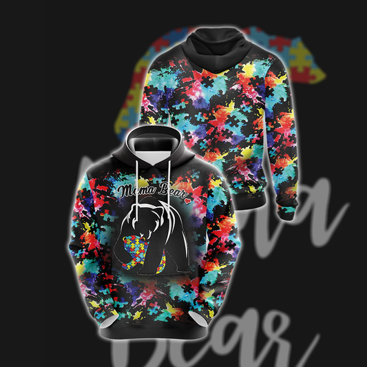 Autism Mama Bear 3D Hoodie