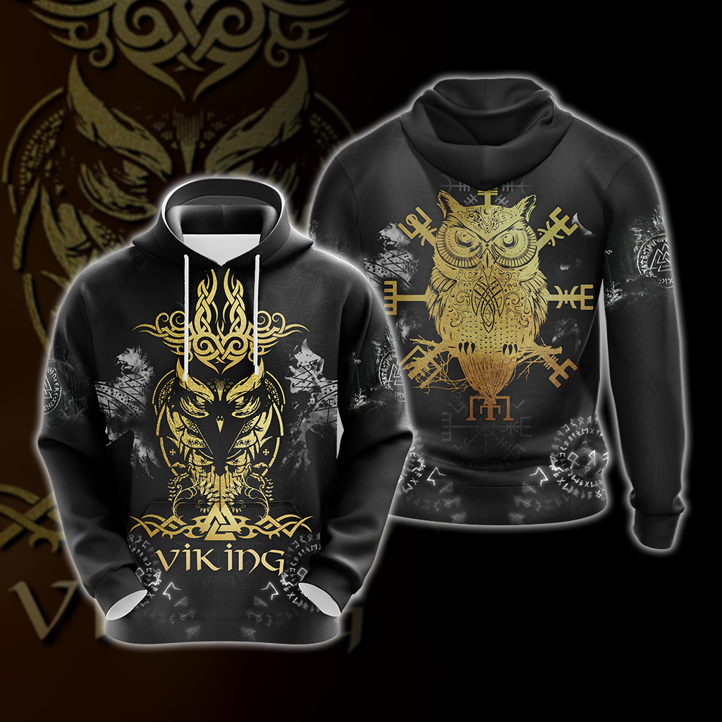 Viking Norse Owl Unisex 3D T-shirt Zip Hoodie Pullover Hoodie Hoodie