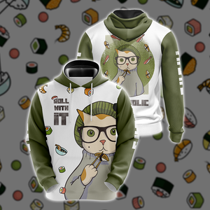 Hipster Cat Sushi Unisex 3D Hoodie