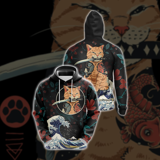 Cat Japanese Unisex 3D Hoodie