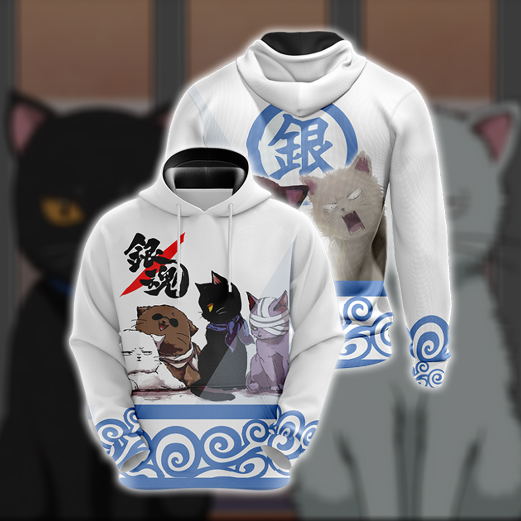 Gintama Cats Unisex 3D Pullover Hoodie