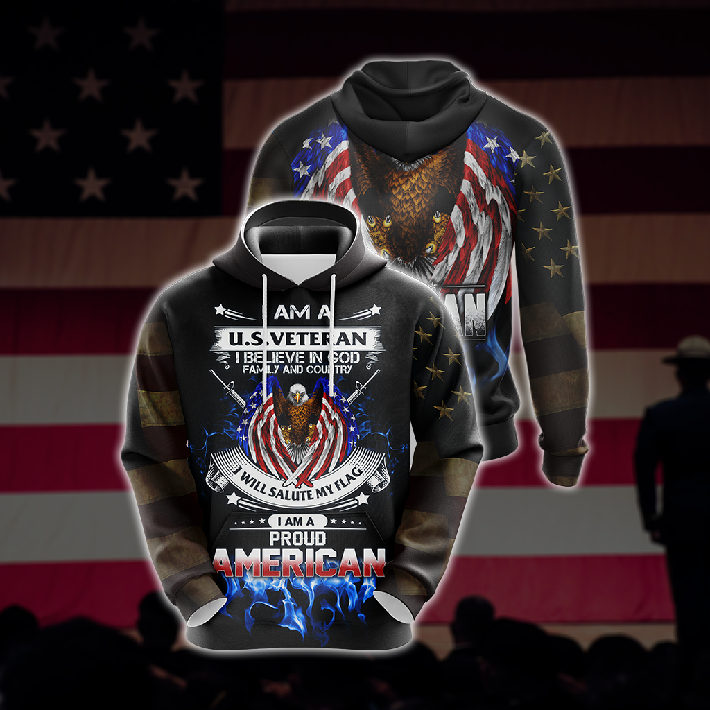 I Am A U.S. Veteran I Believe In God Family And Country Unisex 3D Hoodie