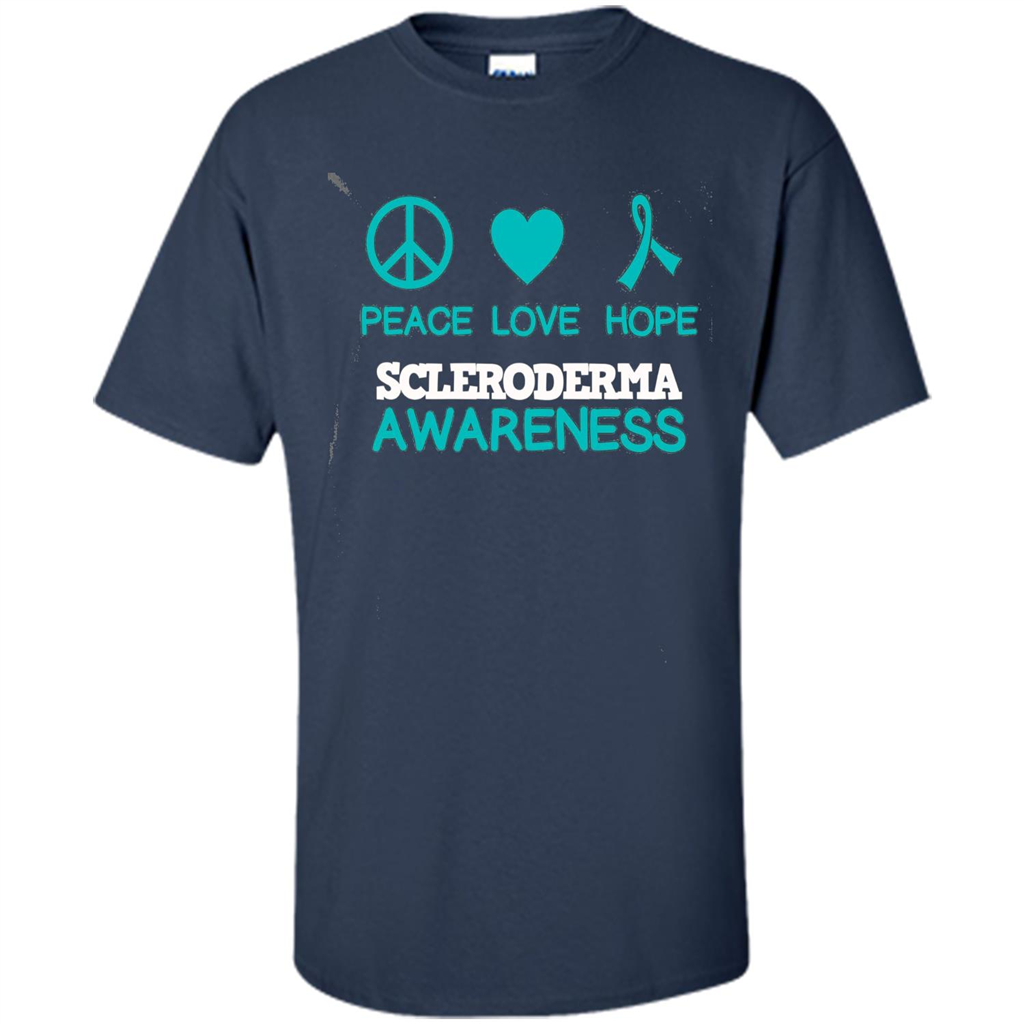Scleroderma Awareness Ribbon Support T-shirt Peace Love Hope T-shirt Navy