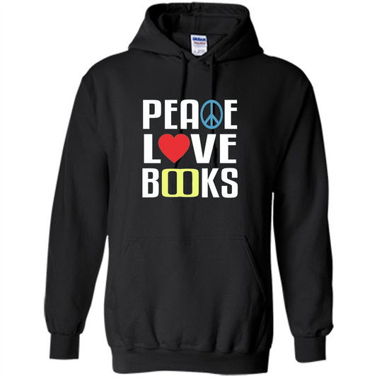 Book Reader T-shirt Peace Love Books Black