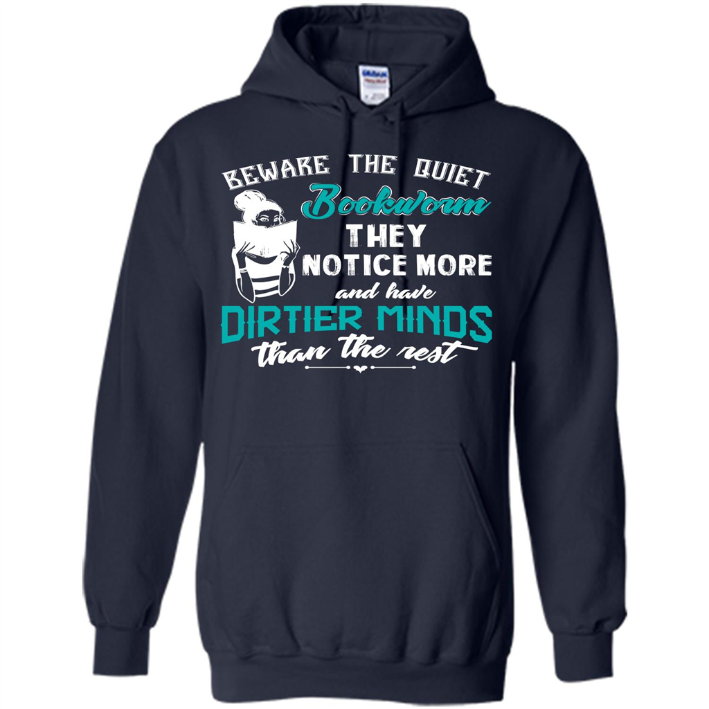 Bookworm T-shirt Beware The Quiet Bookworm They Notice More Navy