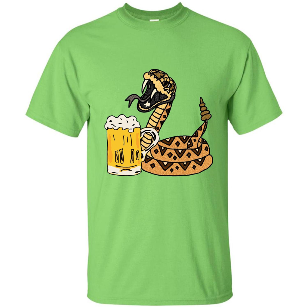 Smiletodaytees Funny Rattlesnake Drinking Beer T-shirt Lime