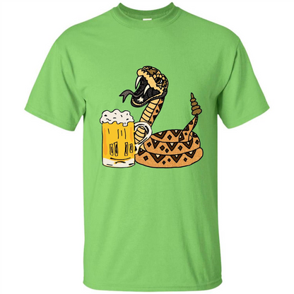 Smiletodaytees Funny Rattlesnake Drinking Beer T-shirt Lime