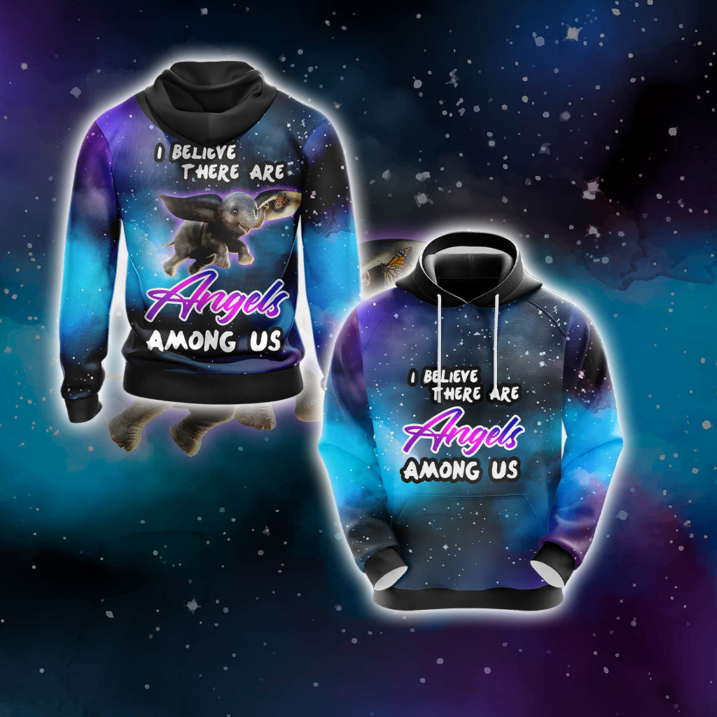 I Believe There Are Angels Among Us Elephant Unisex 3D Hoodie