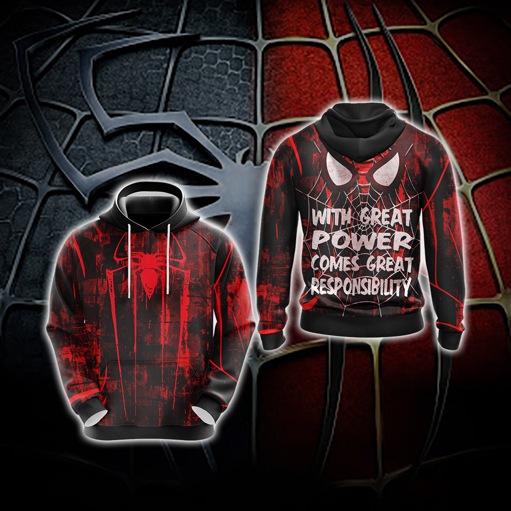 Spider-Man With Great Power Comes Great Responsibility Unisex 3D Hoodie