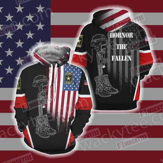 US Army Veteran Hornor The Fallen Unisex 3D Hoodie