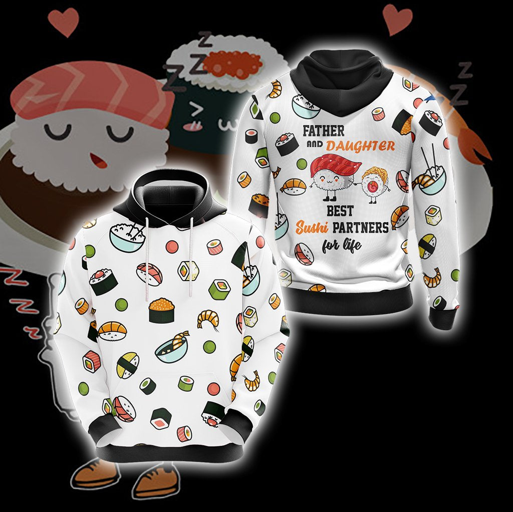 Father And Daughter Best Sushi Partners For Life Sushi Unisex 3D Hoodie