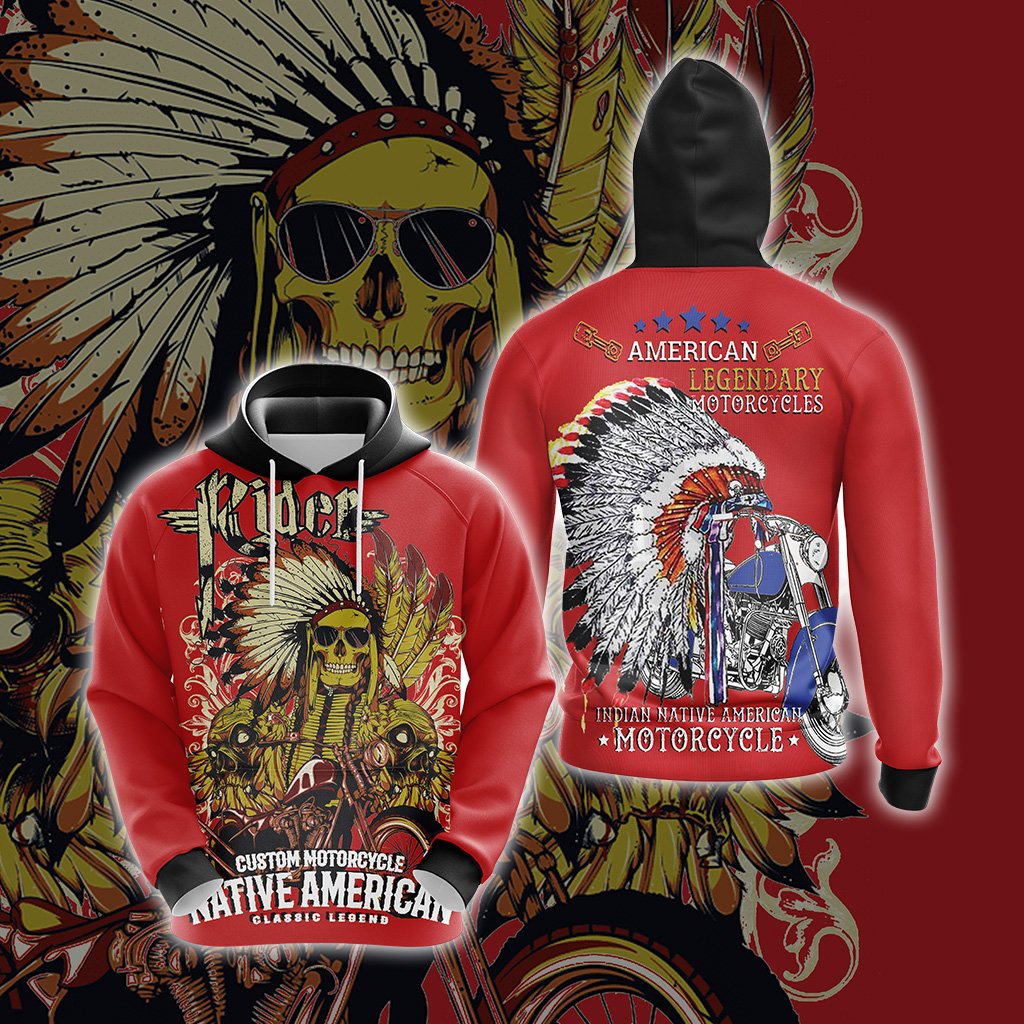 Rider Custom Motorcycle Native American Classic Legend Unisex 3D Hoodie
