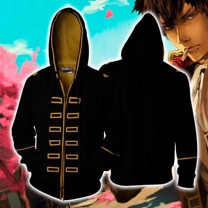 Gintama Hijikata Toushirou Cosplay Zip Up Hoodie Jacket 4XL