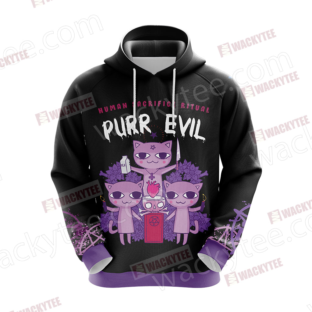 Human Sacrifice Ritual Purr Evil Cat Satan Unisex 3D Hoodie